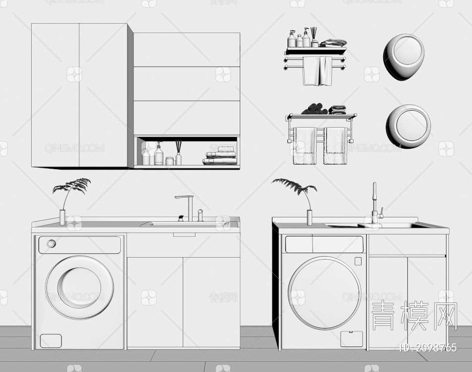 洗衣机柜3D模型下载【ID:2098765】