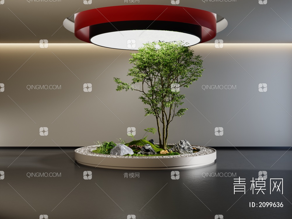 室内景观造景 石头 苔藓植物3D模型下载【ID:2099636】