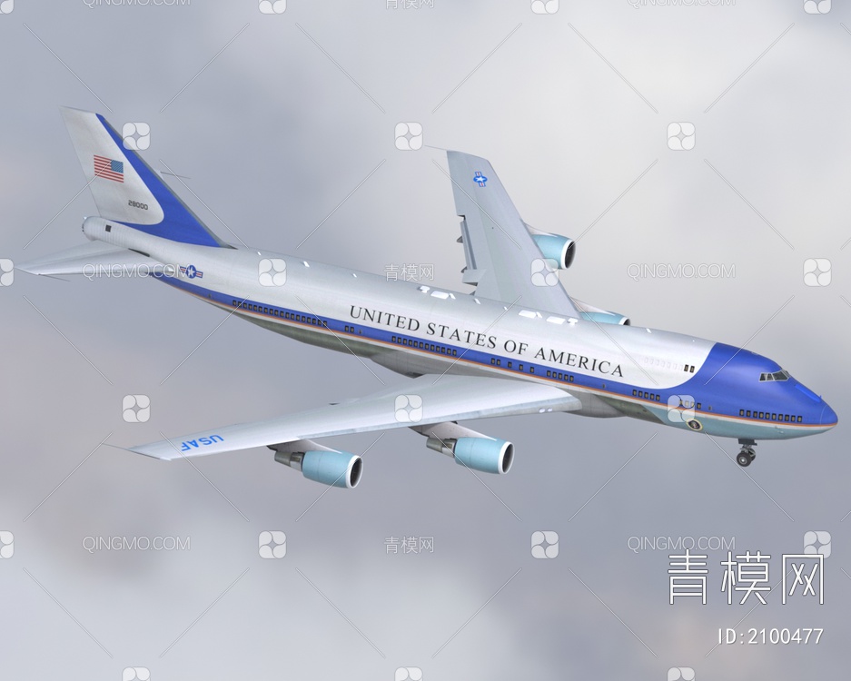 空军一号美国总统专机空中白宫带会议室总统私人休息室驾驶舱3D模型下载【ID:2100477】