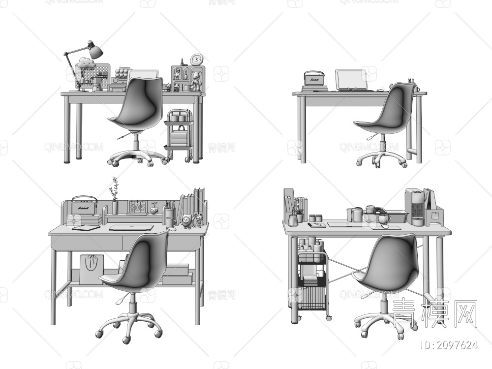 书桌椅3D模型下载【ID:2097624】
