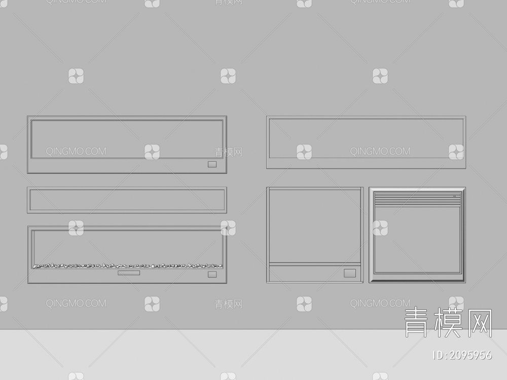 嵌入式壁炉3D模型下载【ID:2095956】