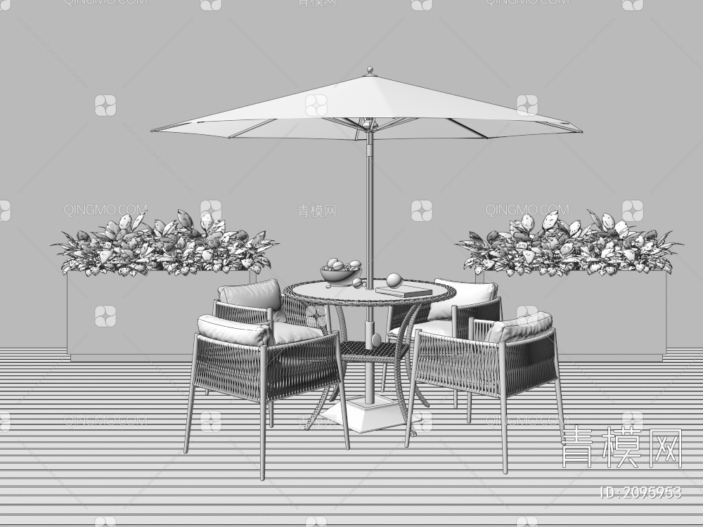 户外桌椅3D模型下载【ID:2095953】