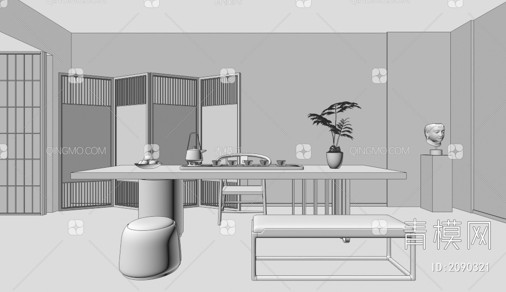 茶室3D模型下载【ID:2090321】