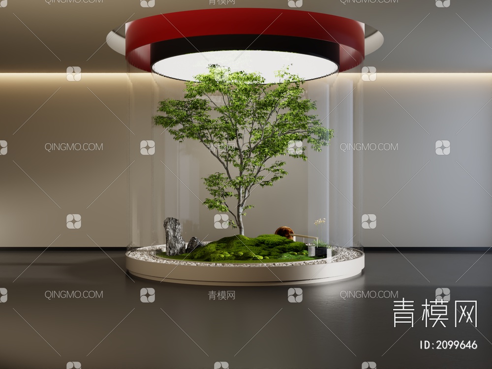 室内景观造景 石头 苔藓植物3D模型下载【ID:2099646】
