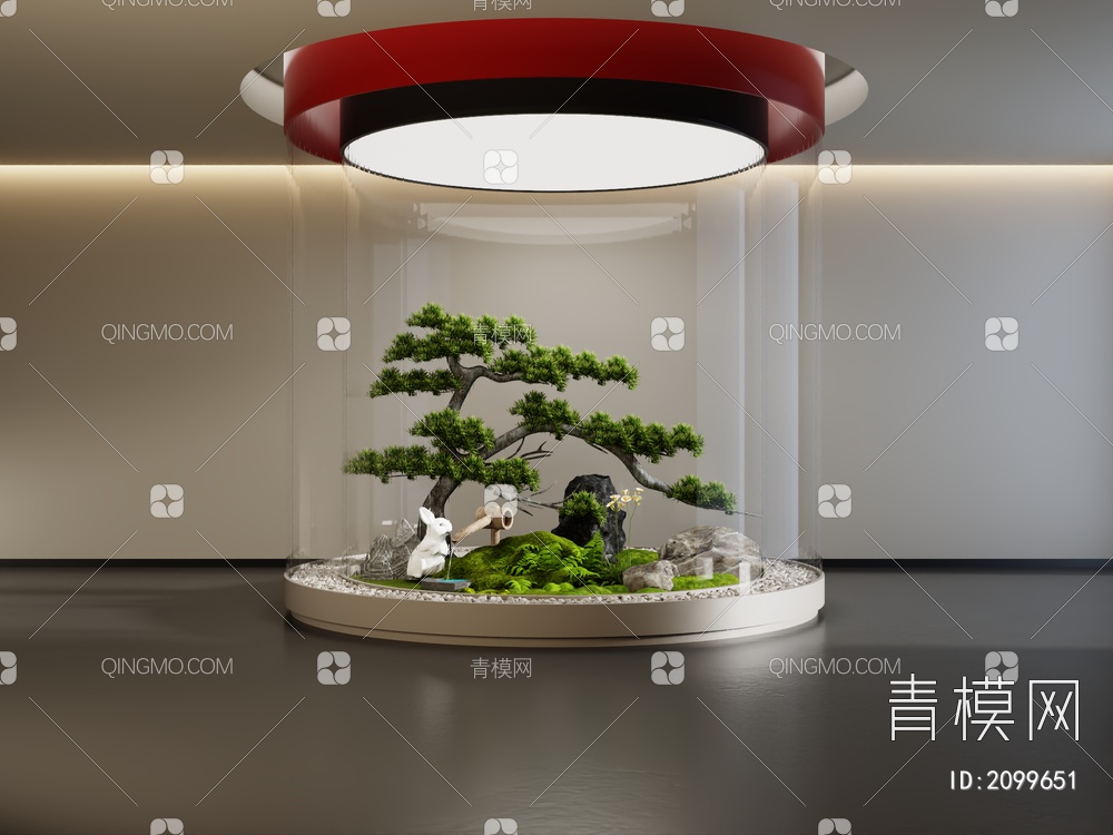 室内景观造景 石头 苔藓植物3D模型下载【ID:2099651】