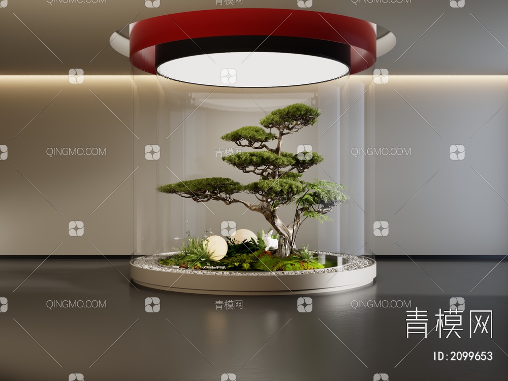 室内景观造景 石头 苔藓植物3D模型下载【ID:2099653】