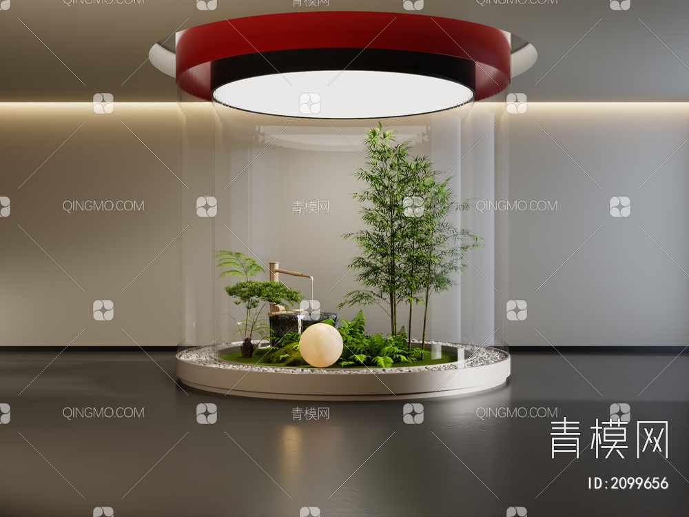 室内景观造景 石头 苔藓植物3D模型下载【ID:2099656】