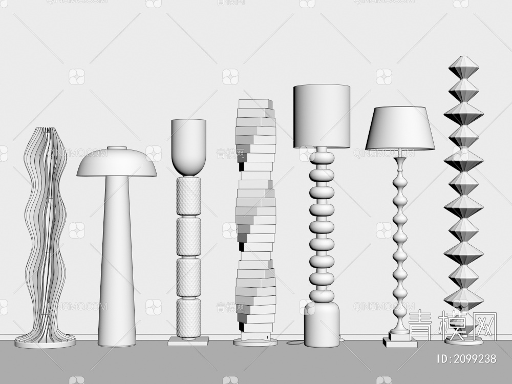 奶油落地灯3D模型下载【ID:2099238】