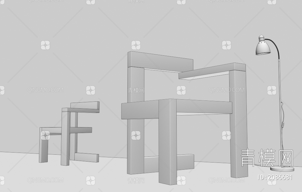 实木家具，单椅3D模型下载【ID:2086681】