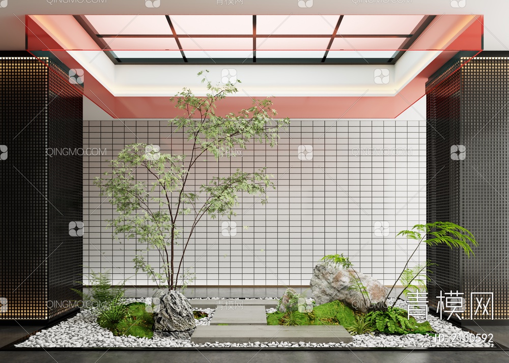 室内景观造景 石头 苔藓植物3D模型下载【ID:2100592】