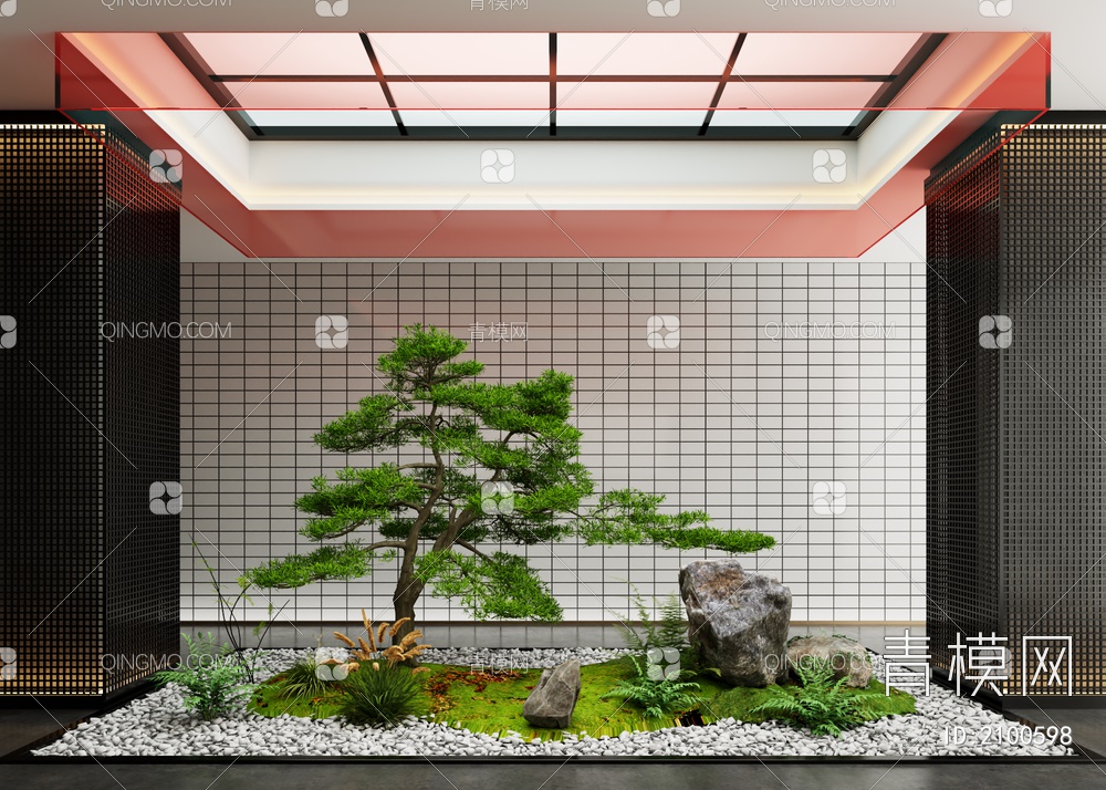 室内景观造景 石头 苔藓植物3D模型下载【ID:2100598】