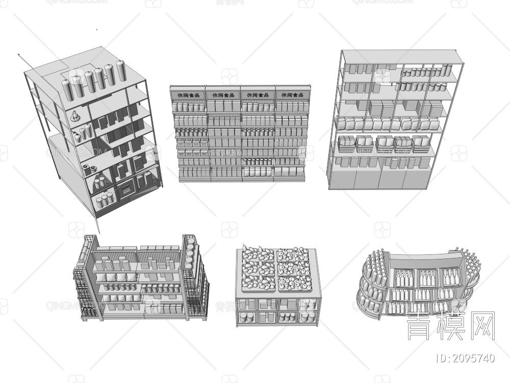 超市商品货架3D模型下载【ID:2095740】