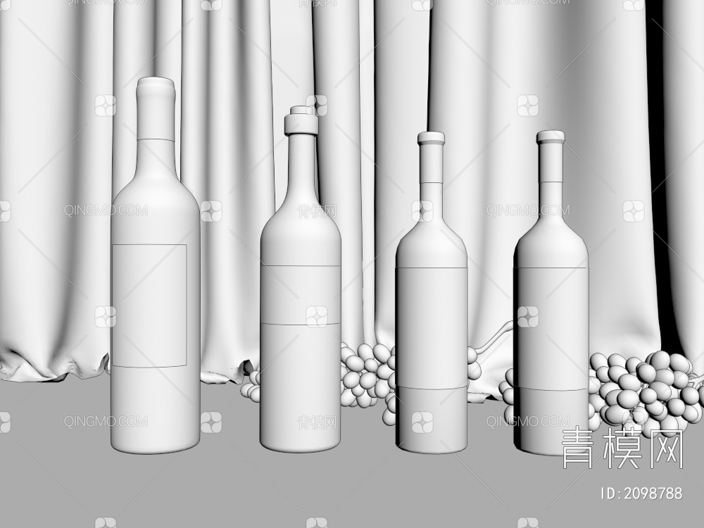 酒水饮料 红酒 葡萄酒3D模型下载【ID:2098788】