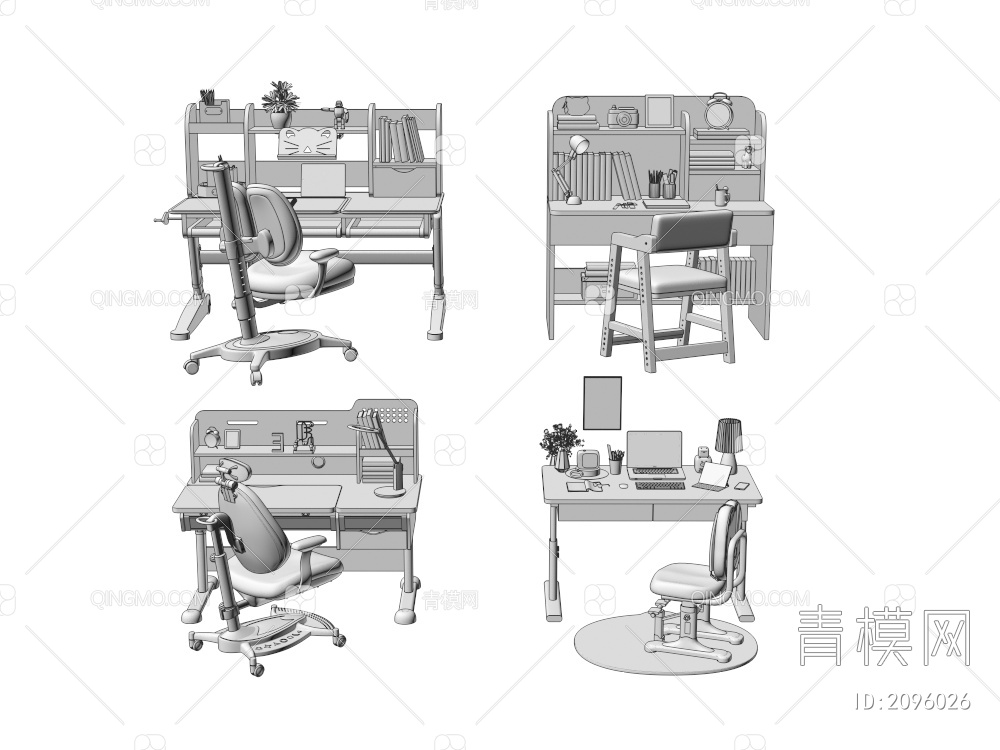 儿童书桌椅3D模型下载【ID:2096026】