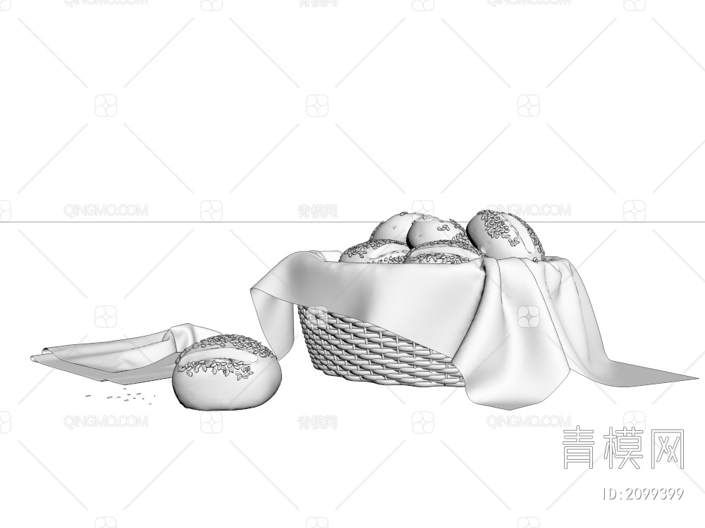 食品 早餐 烤面包3D模型下载【ID:2099399】