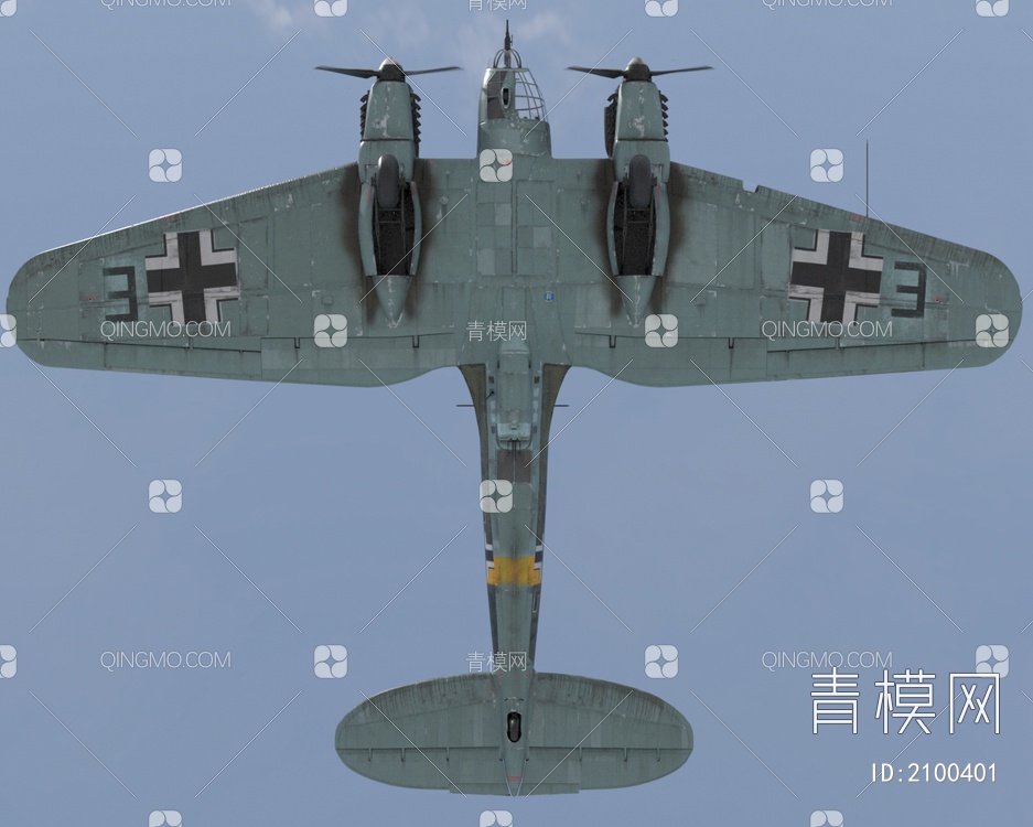 德国空军HE111轰炸机4套涂装3D模型下载【ID:2100401】