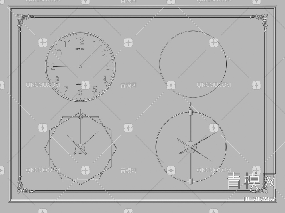 钟表 时钟 挂钟3D模型下载【ID:2099376】