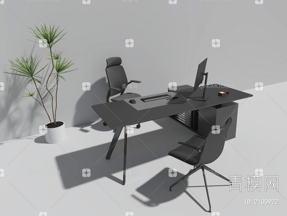 办公桌 经理办公桌 老板台3D模型下载【ID:2100922】
