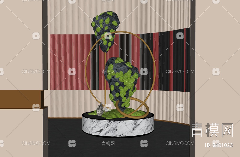 室内苔藓植物装置艺术SU模型下载【ID:2101023】