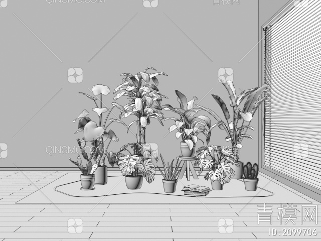 绿植 盆栽 植物 盆景 天堂鸟 龟背竹 多肉3D模型下载【ID:2099706】