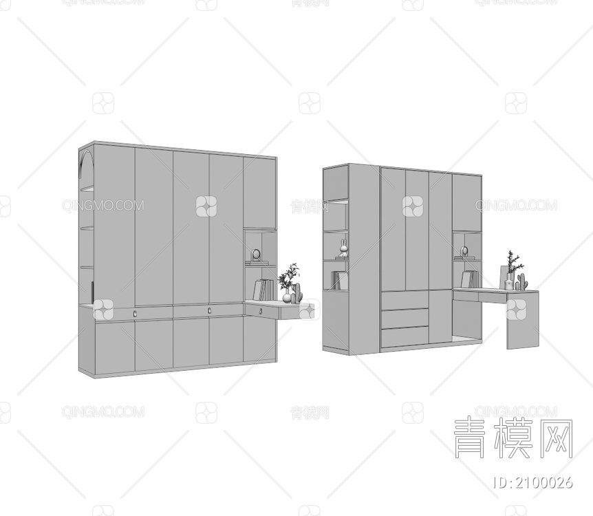 书柜3D模型下载【ID:2100026】