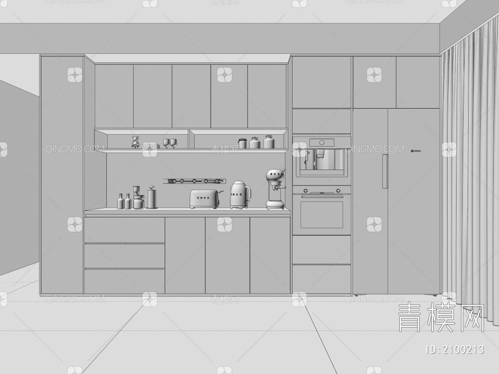 酒柜 橱柜 餐边柜3D模型下载【ID:2100213】
