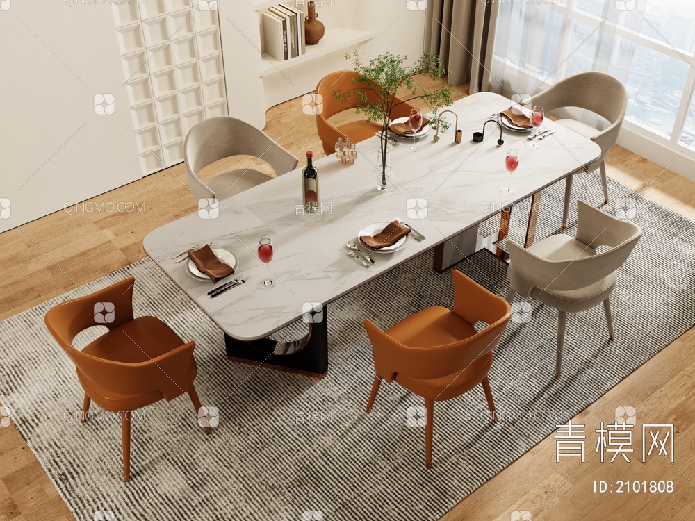 餐桌椅3D模型下载【ID:2101808】