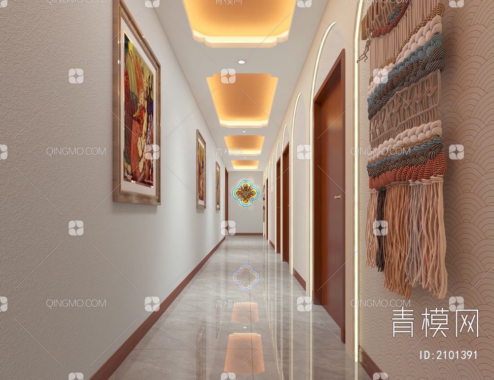 餐厅走廊 民族餐厅走廊 特色餐厅走廊3D模型下载【ID:2101391】