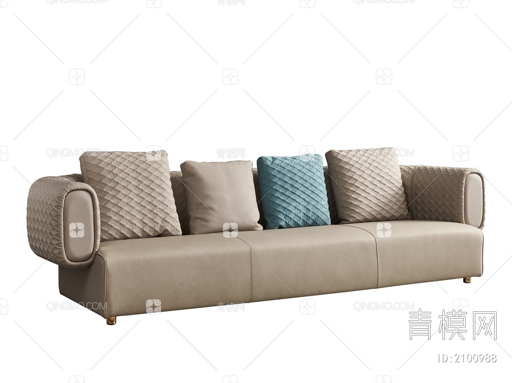 多人沙发 抱枕，靠背沙发3D模型下载【ID:2100988】