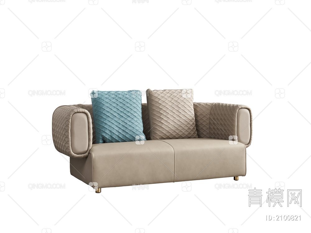 意式沙发 双人位抱枕3D模型下载【ID:2100821】