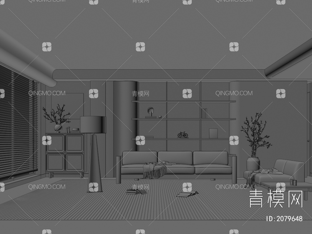 客厅 沙发组合 沙发背景墙3D模型下载【ID:2079648】