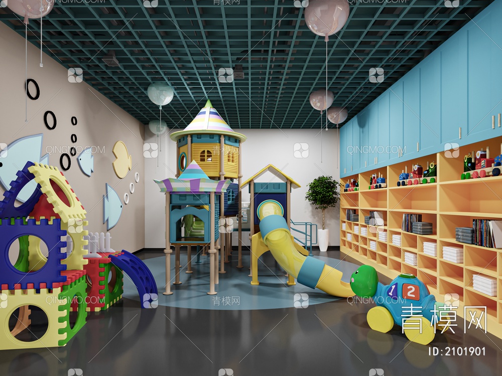 儿童游乐区 游乐场 儿童乐园 幼儿园3D模型下载【ID:2101901】