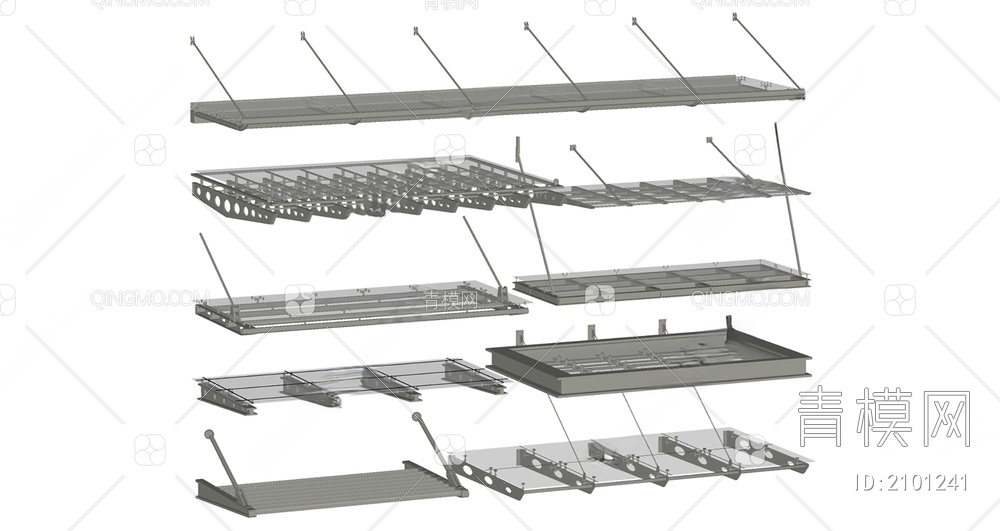 玻璃雨棚SU模型下载【ID:2101241】