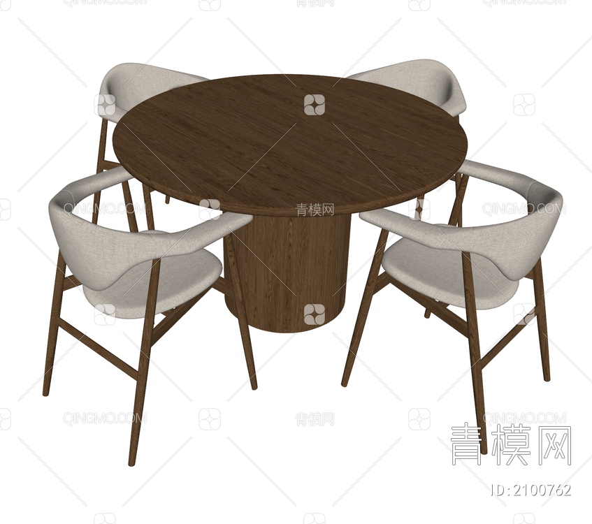 WestElm 餐桌椅组合SU模型下载【ID:2100762】