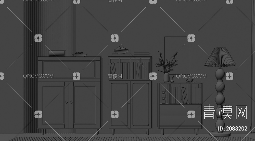 边柜 极简风柜子  整体柜 餐边柜 阳台柜 储物柜 入户玄关柜3D模型下载【ID:2083202】