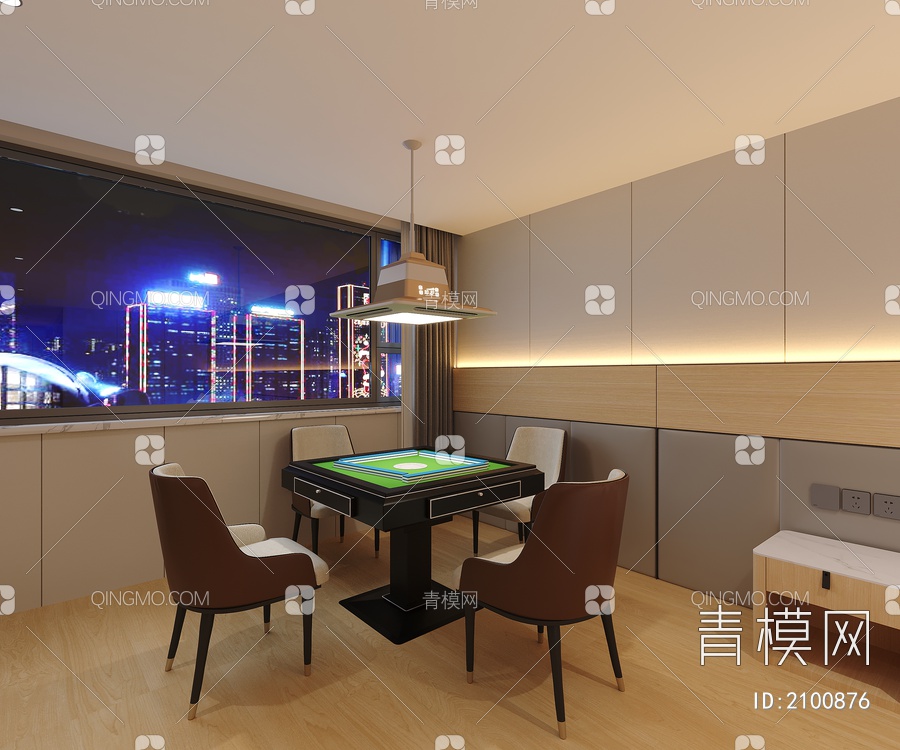 麻将桌 吸烟灯 酒店背景墙 软包3D模型下载【ID:2100876】