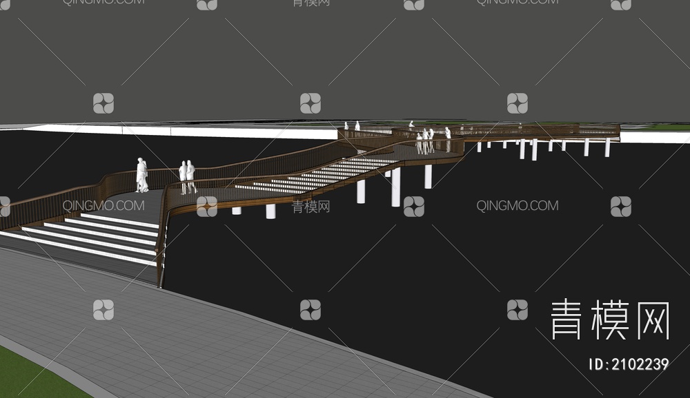 桥梁设计  异形桥设计SU模型下载【ID:2102239】