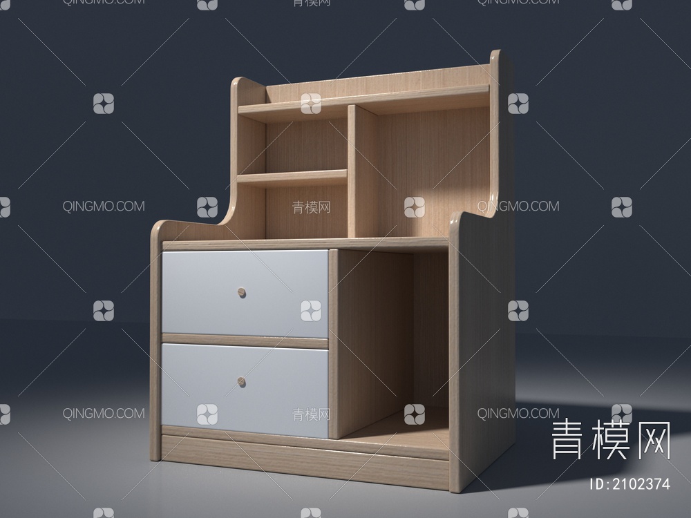 床头柜，置物柜，实木家具3D模型下载【ID:2102374】