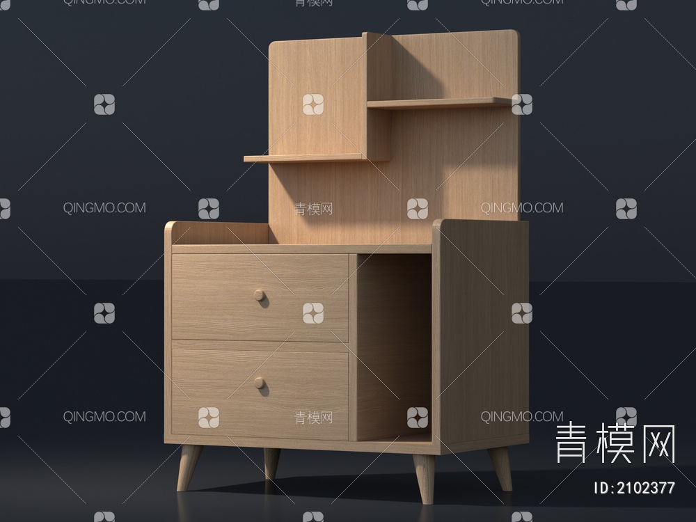 床头柜，置物柜，实木家具，边柜3D模型下载【ID:2102377】