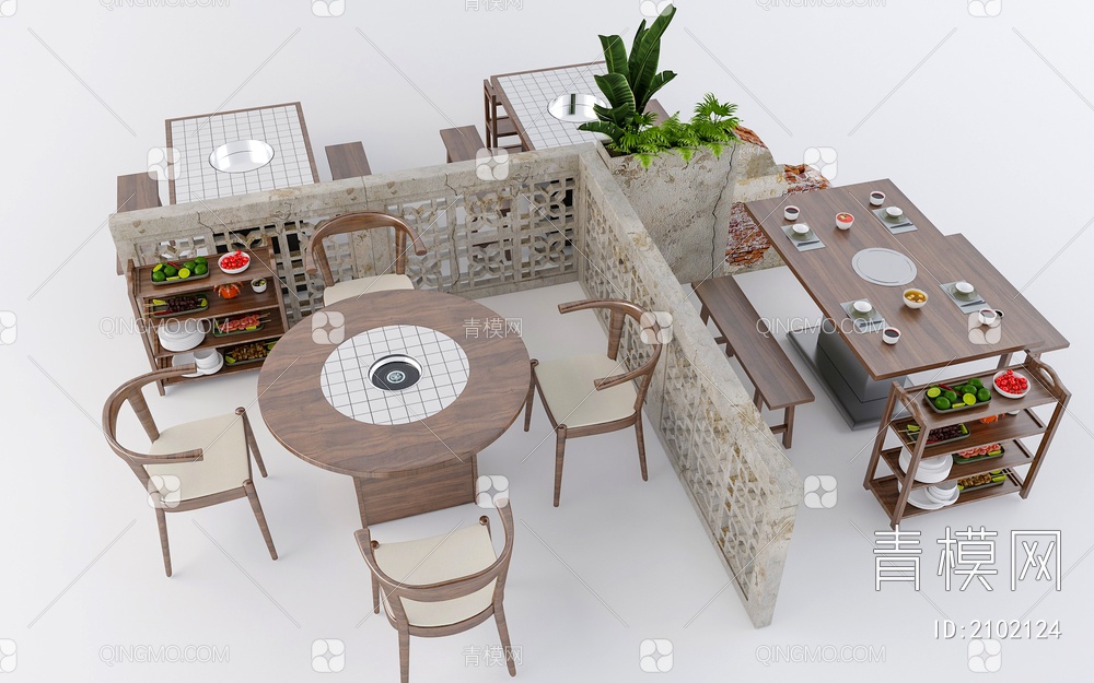 餐桌椅3D模型下载【ID:2102124】