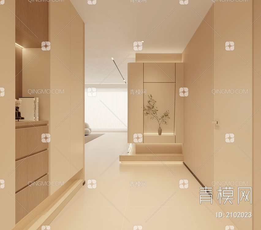 家装客厅 玄关3D模型下载【ID:2102023】