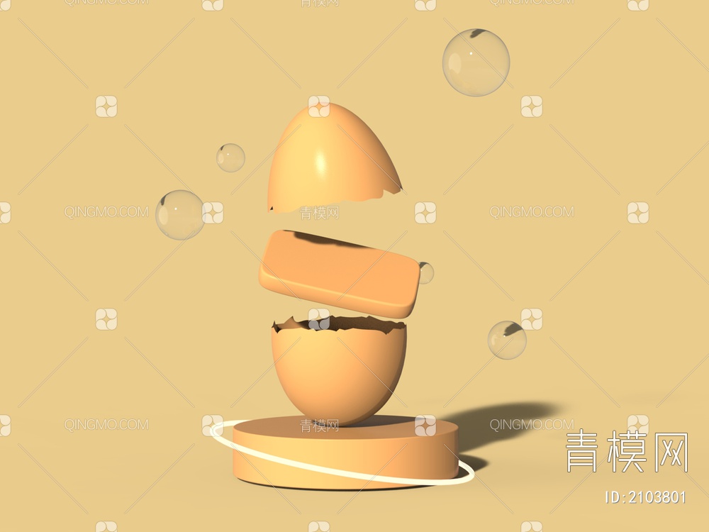 陈设摆件 鸡蛋壳3D模型下载【ID:2103801】