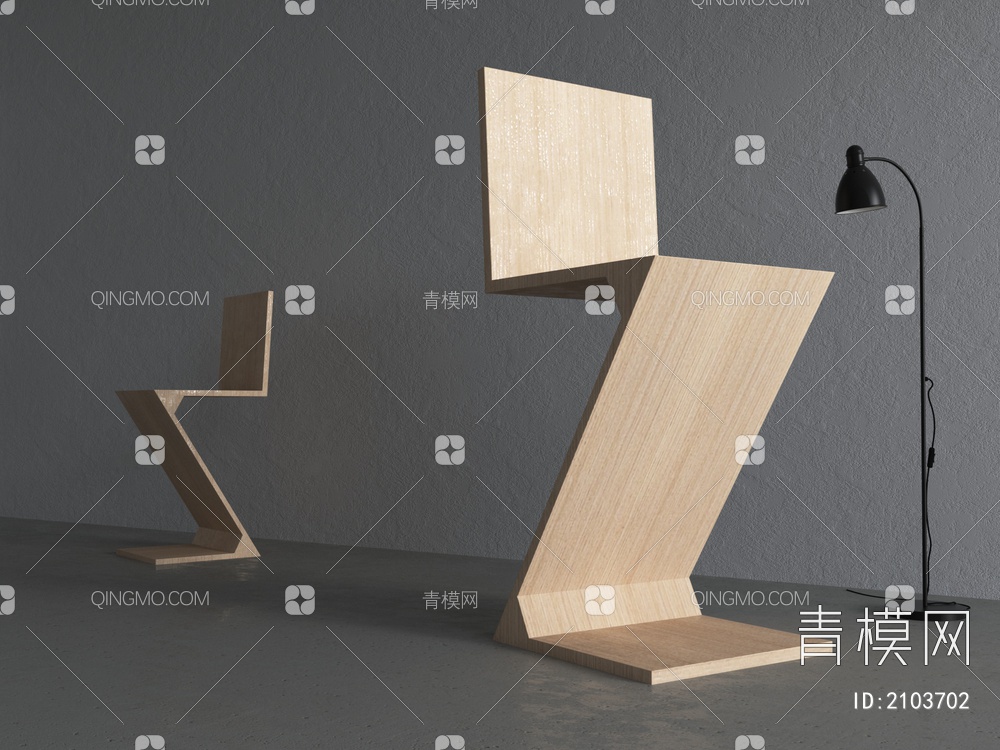 单椅，椅子，实木家具，设计感3D模型下载【ID:2103702】