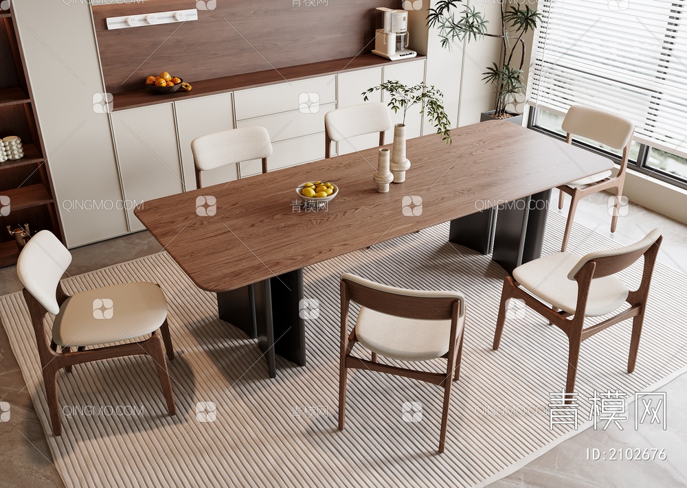 餐桌椅组合3D模型下载【ID:2102676】