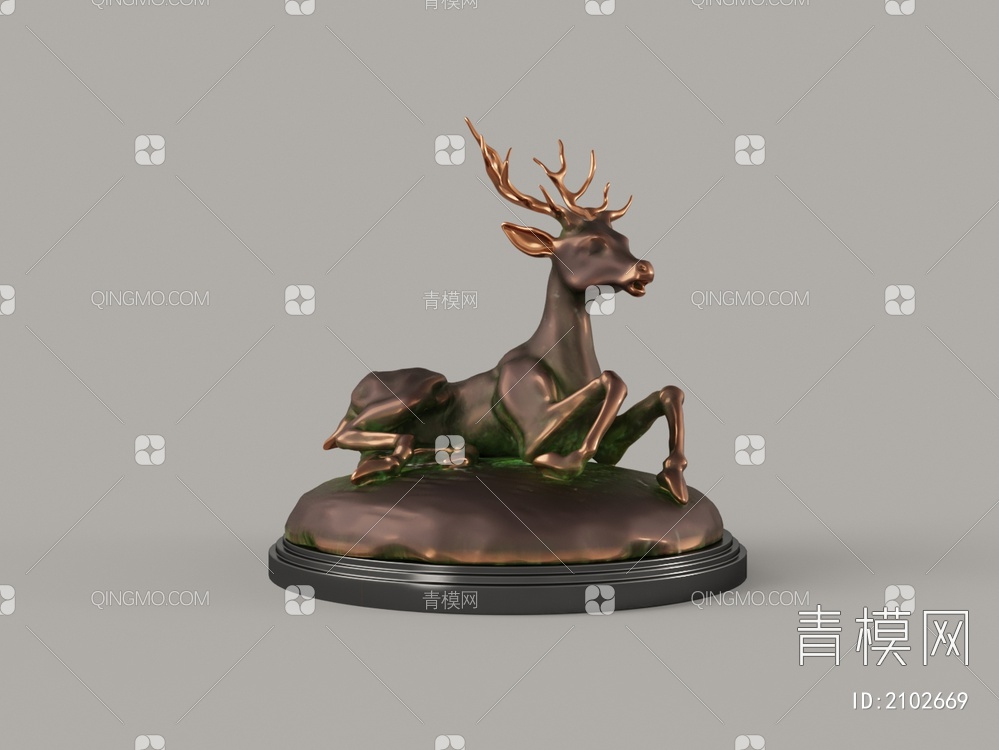 污渍古铜鹿摆件3D模型下载【ID:2102669】