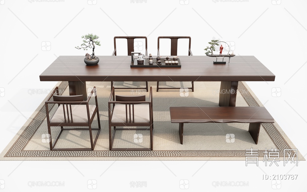 茶桌椅 茶具3D模型下载【ID:2103787】