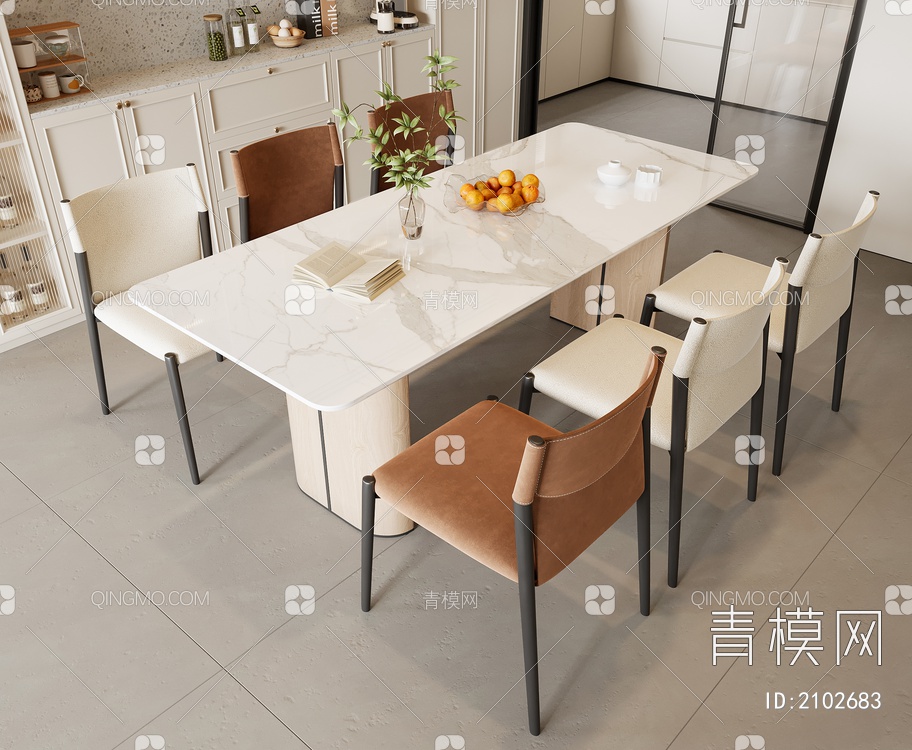 餐桌椅组合3D模型下载【ID:2102683】