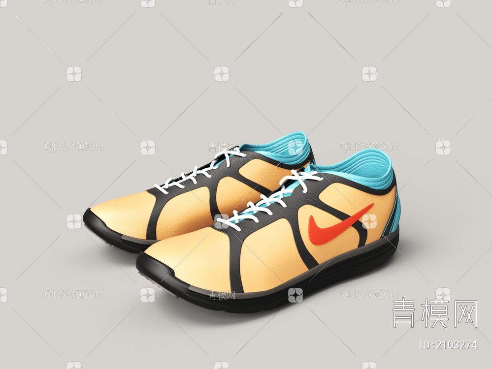 男鞋 皮革拼接耐克3D模型下载【ID:2103274】