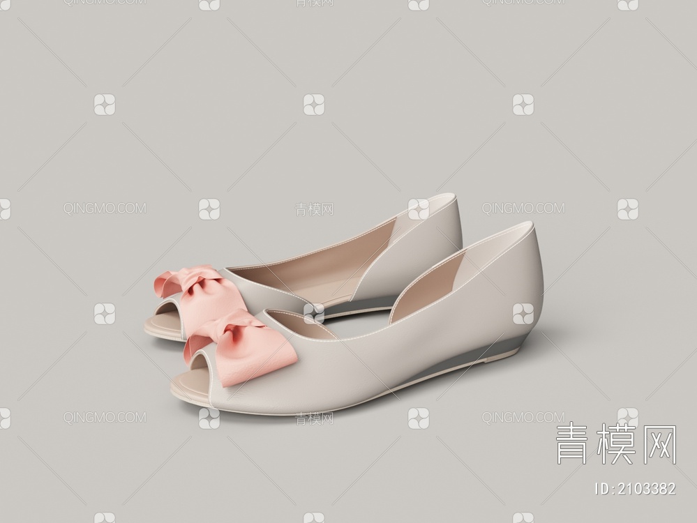 蝴蝶结皮革女鞋3D模型下载【ID:2103382】