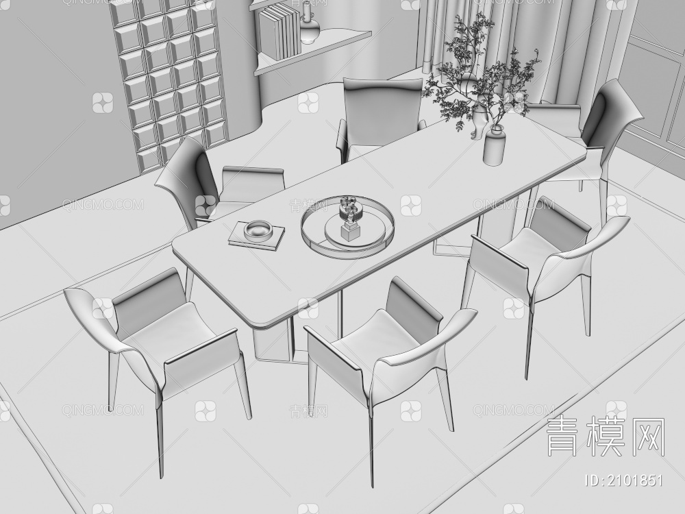 餐桌椅3D模型下载【ID:2101851】